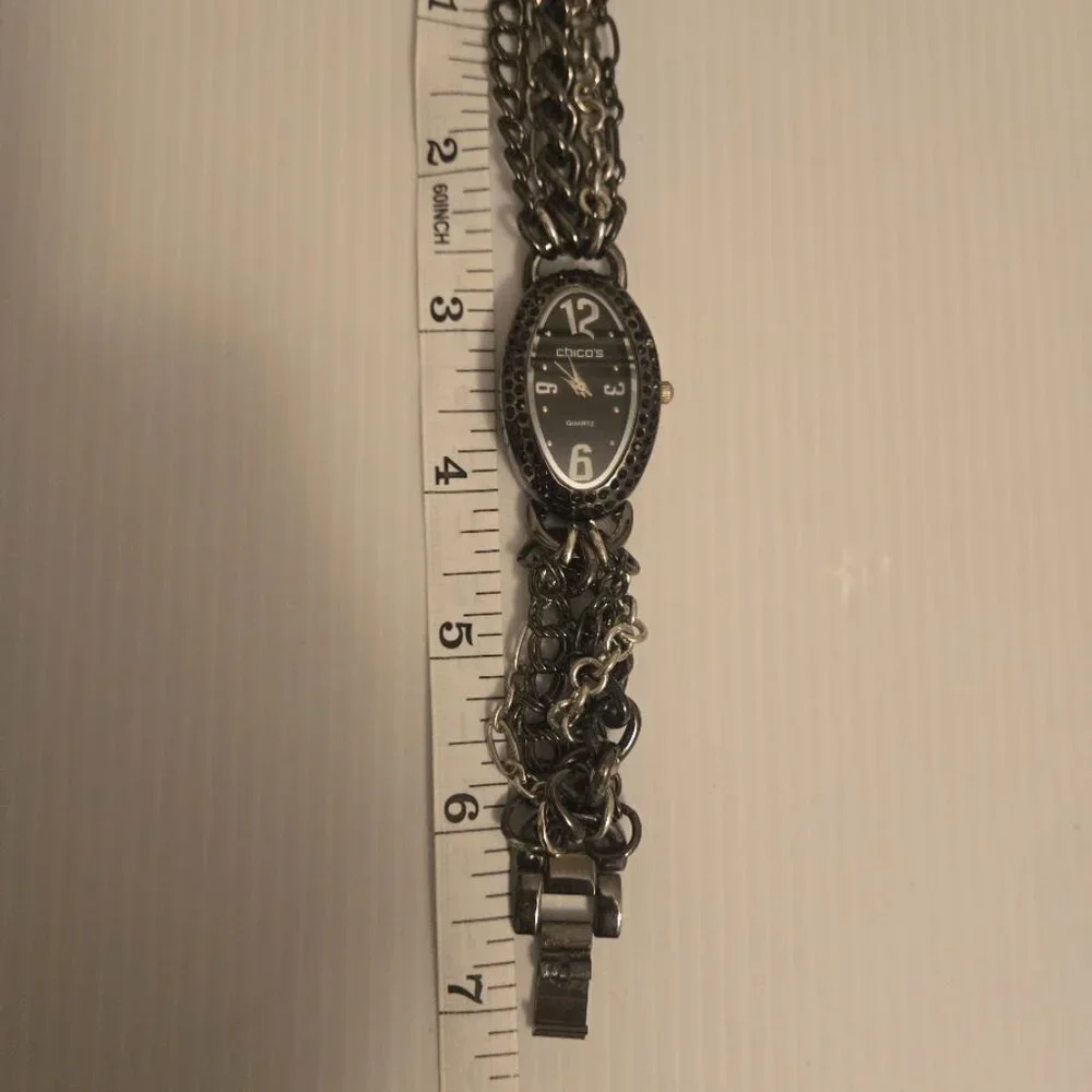 Vintage Chico's‎ CC55549 rhinestone multi chain-link quartz watch